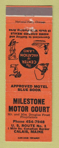 Matchbook Cover - Milestone Motor Court Calais ME WORN