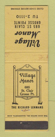 Matchbook Cover - Village Manor Grosse Pointe MI WEAR