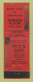 Matchbook Cover - Pete's Wigwam Cafe Traverse City MI WEAR