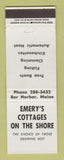 Matchbook Cover - Emery's Cottages on the Shore Bar Harbor ME