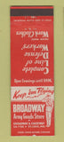 Matchbook Cover - Broadway Army Goods Store WWII St Louis MO Work Clothes