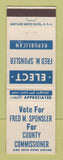 Matchbook Cover - Fred Sponsler County Commissioner Election MI?