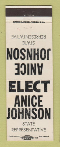 Matchbook Cover - Anice Johnson State Rep Election MI?