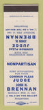 Matchbook Cover - Judge John Brennan Election MI?