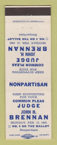 Matchbook Cover - Judge John Brennan Election MI?
