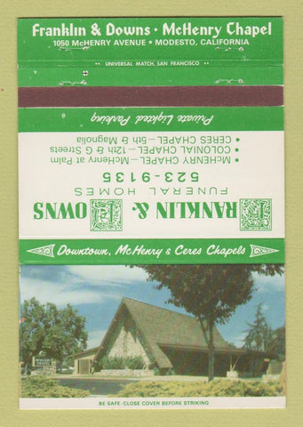 Matchbook Cover - Franklin & Downs Funeral Home Modesto CA 40 Strike