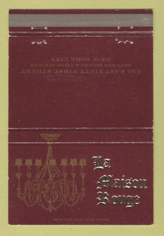 Matchbook Cover - La Maison Rouge New York City WEAR 40 Strike