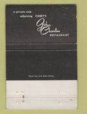 Matchbook Cover The Front Room Casey's John Charles Restaurant STAINED 40 Strike