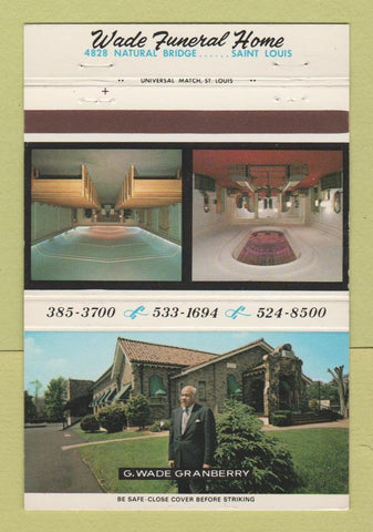 Matchbook Cover - Wade Funeral Home St Louis MO 40 Strike