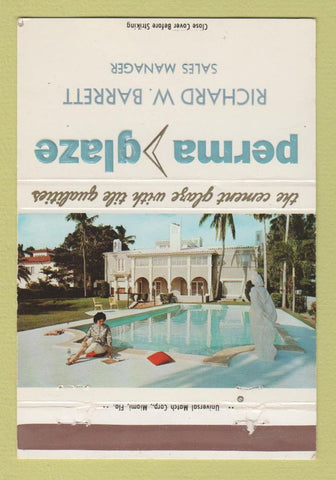 Matchbook Cover - Perma Glaze Richard Barrett Miami fL 40 Strike