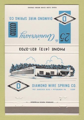 Matchbook Cover - Diamond Wire Spring Pittsburgh PA 40 Strike