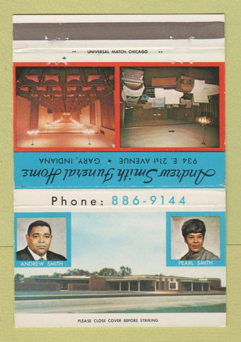 Matchbook Cover - Andrew Smith Funeral Home Gary IN 40 Strike
