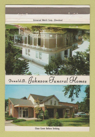 Matchbook Cover - Donald Johnson Funeral Home Hudson Bedford OH 40 Strike