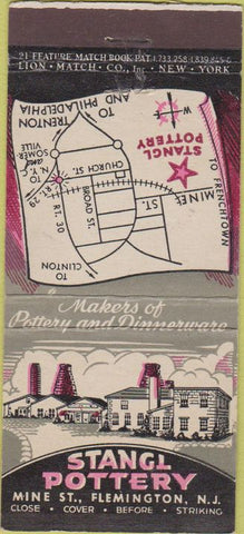 Matchbook Cover - Stangl Pottery Flemington NJ 30 Strike