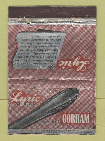 Matchbook Cover - Lyric Sterling Silverware Gorham WORN 40 Strike