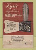 Matchbook Cover - Lyric Sterling Silverware Gorham WORN 40 Strike