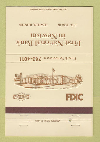 Matchbook Cover - First National Bank Newton IL 40 Strike