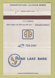 Matchbook Cover - Rend Lake Bank Christopher IL 40 Strike