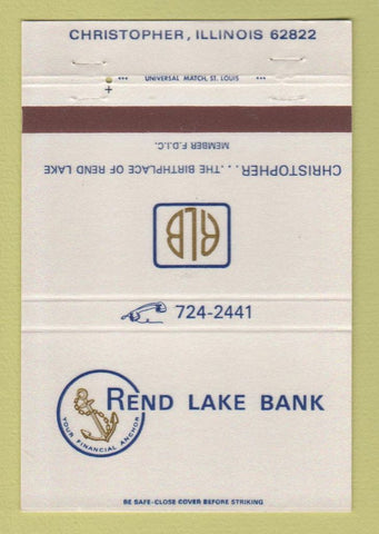 Matchbook Cover - Rend Lake Bank Christopher IL 40 Strike