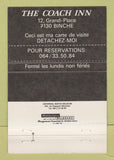 Matchbook Cover - The Coach Restaurant Binche Belgium 40 Strike