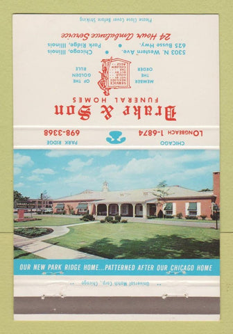 Matchbook Cover - Drake & Son Funeral Home Chicago Park Ridge IL WEAR 40 Strike