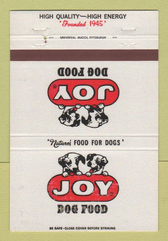 Matchbook Cover - Joy Dog Food Oakdale PA Best Feeds 40 Strike