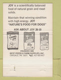 Matchbook Cover - Joy Dog Food Oakdale PA Best Feeds 40 Strike