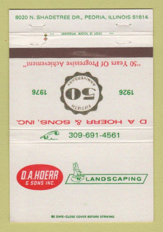 Matchbook Cover - DA Hoerr Landscaping Peoria IL 1976 40 Strike