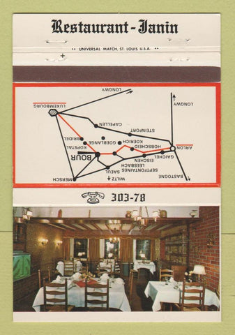 Matchbook Cover - Restaurant Janin Luexembourg 40 Strike