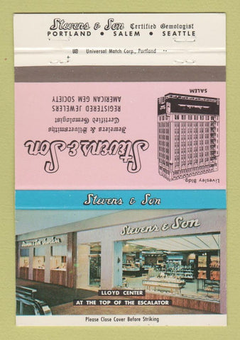 Matchbook Cover - Stevens Jewelry Gemologist Seattle WA Portland OR 40 Strike
