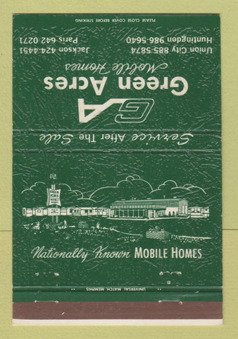 Matchbook Cover - Green Acres Mobile Homes Trailers Union City TN? 40 Strike