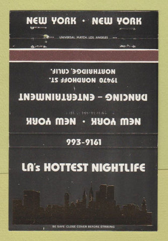 Matchbook Cover - New York New York Dance Club Northridge CA 40 Strike