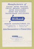 Matchbook Cover - Milbank Socket Meters Kansas City MO Kokomo IN 40 Strike
