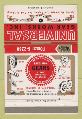Matchbook Cover - Universal Gear Works Detroit MI 40 Strike