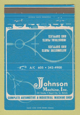 Matchbook Cover - Johnson Machine Auto Parts Rapid City SD 40 Strike
