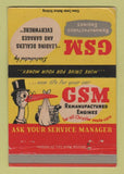 Matchbook Cover - GSM Manufactured Engines Chrysler Stork WEAR 40 Strike