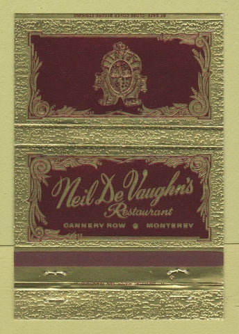 Matchbook Cover - Neil De Vaughn's Restaurant Monterey CA 40 Strike