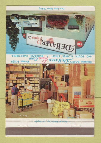 Matchbook Cover - De Hater Paper Burbank CA 40 Strike
