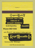 Matchbook Cover - Knight Mercantile Hardware Cartersville GA 40 Strike