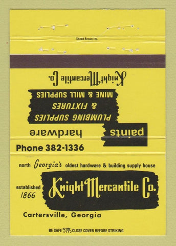 Matchbook Cover - Knight Mercantile Hardware Cartersville GA 40 Strike