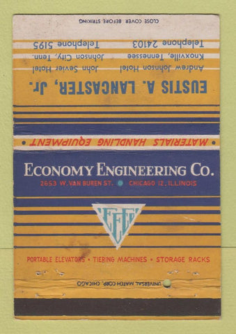 Matchbook Cover Economy Engineering Eustis Lancaster Knoxville TN WEAR 40 Strike