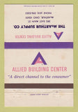 Matchbook Cover - Allied Building Center McArthur Supply OH WEAR 40 Strike