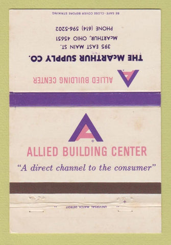 Matchbook Cover - Allied Building Center McArthur Supply OH WEAR 40 Strike