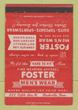 Matchbook Cover - Foster Men's Clothes Nashville OH 40 Strike