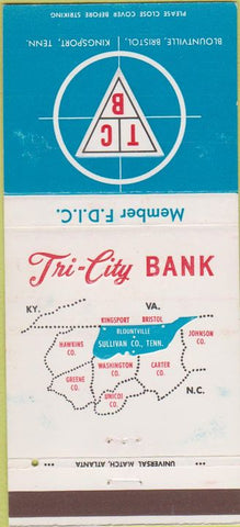 Matchbook Cover - Tri-City Bank Kingsport Bristol TN 30 Strike