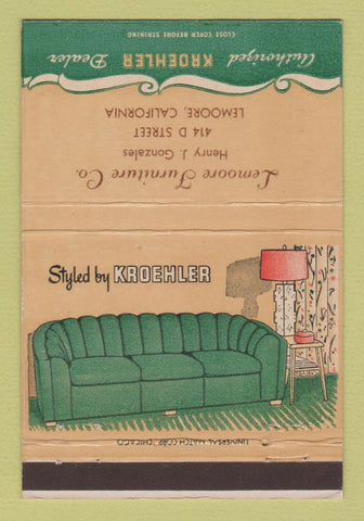 Matchbook Cover - Kroehler Furniture Lemoore CA 40 Strike