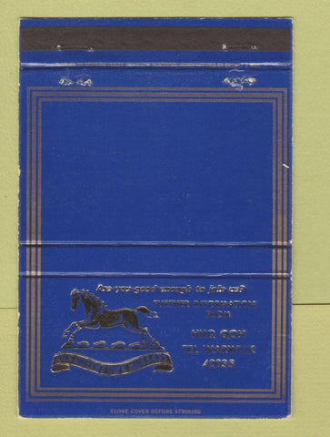 Matchbook Cover - Queens Own Hussars Warwick? UK England WEAR 40 Strike