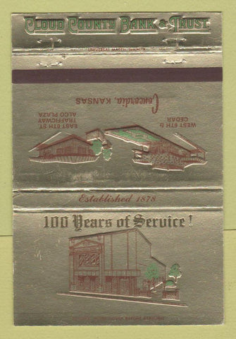 Matchbook Cover - Cloud County Bank Trust Concordia KS 40 Strike