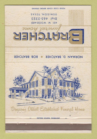 Matchbook Cover - Bratcher Funeral Home Denison TX 40 Strike