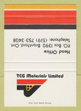 Matchbook Cover - TCG Materials Limited Brantford ON SAMPLE 40 Strike